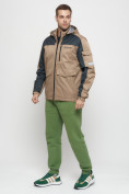 Оптом Куртка спортивная мужская с капюшоном бежевого цвета 8816B в Казани, фото 2