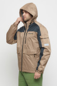 Оптом Куртка спортивная мужская с капюшоном бежевого цвета 8816B, фото 22