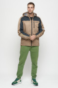 Оптом Куртка спортивная мужская с капюшоном бежевого цвета 8816B, фото 3