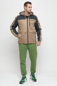 Оптом Куртка спортивная мужская с капюшоном бежевого цвета 8816B, фото 4