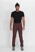 Оптом Утепленные спортивные брюки мужские коричневого цвета 882116K в Казани