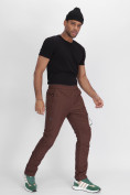 Оптом Утепленные спортивные брюки мужские коричневого цвета 882116K в Казани, фото 3