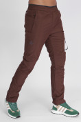 Оптом Утепленные спортивные брюки мужские коричневого цвета 882116K в Казани, фото 8