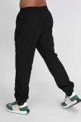 Оптом Утепленные спортивные брюки мужские черного цвета 882198Ch, фото 10