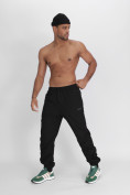 Оптом Утепленные спортивные брюки мужские черного цвета 882198Ch, фото 2
