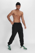Оптом Утепленные спортивные брюки мужские черного цвета 882198Ch, фото 3