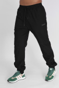 Оптом Утепленные спортивные брюки мужские черного цвета 882198Ch, фото 7
