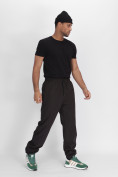 Оптом Утепленные спортивные брюки мужские темно-серого цвета 882198TC в Казани, фото 3
