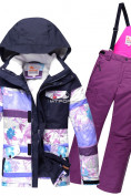 Оптом Горнолыжный костюм подростковый для девочки фиолетовый 8830F
