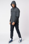 Оптом Куртка мужская с капюшоном темно-серого цвета 88601TC в Екатеринбурге, фото 6