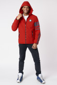 Оптом Куртка мужская с капюшоном красного цвета 88602Kr в Казани, фото 2