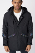 Оптом Куртка мужская удлиненная с капюшоном черного цвета 88611Ch в Казани, фото 10