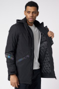 Оптом Куртка мужская удлиненная с капюшоном черного цвета 88611Ch в Казани, фото 15