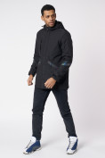 Оптом Куртка мужская удлиненная с капюшоном черного цвета 88611Ch в Екатеринбурге, фото 2