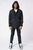 Оптом Куртка мужская удлиненная с капюшоном черного цвета 88611Ch в Екатеринбурге, фото 4