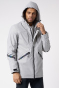 Оптом Куртка мужская удлиненная с капюшоном светло-серого цвета 88611SS, фото 9