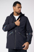Оптом Куртка мужская удлиненная с капюшоном темно-синего цвета 88611TS в Казани, фото 4