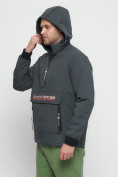 Оптом Куртка-анорак спортивная мужская темно-серого цвета 88620TC, фото 14