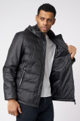 Оптом Куртки мужские стеганная с капюшоном черного цвета 88633Ch, фото 11