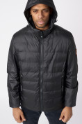 Оптом Куртки мужские стеганная с капюшоном черного цвета 88633Ch, фото 6