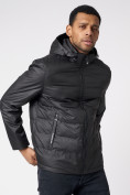 Оптом Куртки мужские стеганная с капюшоном черного цвета 88633Ch, фото 8
