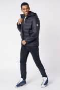 Оптом Куртки мужские стеганная с капюшоном темно-синего цвета 88633TS в Казани, фото 7
