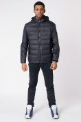 Оптом Куртки мужские стеганная с капюшоном темно-синего цвета 88633TS в Екатеринбурге, фото 8