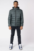 Оптом Куртки мужские стеганная с капюшоном темно-зеленого цвета 88633TZ, фото 3