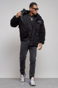 Оптом Плюшевая куртка мужская с капюшоном молодежная черного цвета 88636Ch в Нижнем Новгороде, фото 12