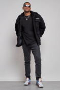 Оптом Плюшевая куртка мужская с капюшоном молодежная черного цвета 88636Ch в Ульяновске, фото 13