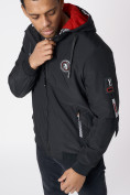 Оптом Куртка мужская на резинке с капюшоном черного цвета 88652Ch в Екатеринбурге, фото 9