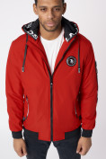 Оптом Куртка мужская на резинке с капюшоном красного цвета 88652Kr в Казани, фото 13