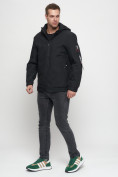 Оптом Куртка спортивная мужская на резинке большого размера черного цвета 88657Ch в Екатеринбурге, фото 2