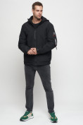Оптом Куртка спортивная мужская на резинке большого размера черного цвета 88657Ch в Екатеринбурге, фото 3