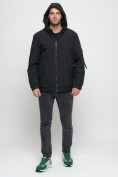 Оптом Куртка спортивная мужская на резинке большого размера черного цвета 88657Ch в Екатеринбурге, фото 5