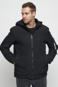 Оптом Куртка спортивная мужская на резинке большого размера черного цвета 88657Ch в Екатеринбурге, фото 6