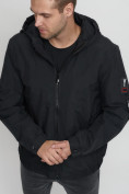 Оптом Куртка спортивная мужская на резинке большого размера черного цвета 88657Ch в Казани, фото 8