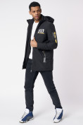 Оптом Куртка мужская удлиненная с капюшоном черного цвета 88661Ch в Екатеринбурге, фото 5