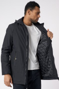 Оптом Куртка мужская удлиненная с капюшоном черного цвета 88661Ch в Екатеринбурге, фото 15