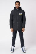 Оптом Куртка мужская удлиненная с капюшоном черного цвета 88661Ch в Екатеринбурге, фото 2
