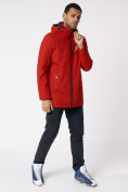 Оптом Куртка мужская удлиненная с капюшоном красного цвета 88661Kr в Казани, фото 5