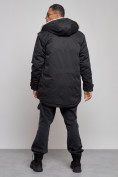 Оптом Парка мужская зимняя удлиненная с мехом черного цвета 88752Ch в Перми, фото 4