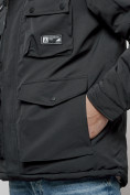 Оптом Куртка мужская зимняя с капюшоном молодежная черного цвета 88905Ch в Екатеринбурге, фото 10