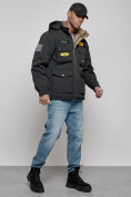 Оптом Куртка мужская зимняя с капюшоном молодежная черного цвета 88905Ch в Екатеринбурге, фото 3