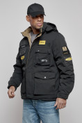 Оптом Куртка мужская зимняя с капюшоном молодежная черного цвета 88905Ch в Екатеринбурге, фото 7