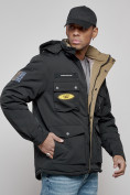 Оптом Куртка мужская зимняя с капюшоном молодежная черного цвета 88905Ch в Екатеринбурге, фото 8