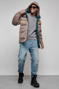 Оптом Куртка мужская зимняя с капюшоном молодежная коричневого цвета 88905K в Екатеринбурге, фото 11