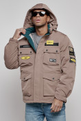 Оптом Куртка мужская зимняя с капюшоном молодежная коричневого цвета 88905K в Екатеринбурге, фото 19