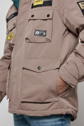 Оптом Куртка мужская зимняя с капюшоном молодежная коричневого цвета 88905K в Екатеринбурге, фото 4