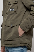 Оптом Куртка мужская зимняя с капюшоном молодежная цвета хаки 88905Kh в Екатеринбурге, фото 2
